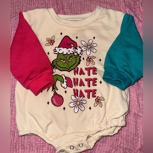 Girls Grinch Romper Sweater - Size 12 months